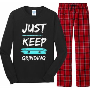 Just Keep Grinding Summer Skateboard design Rip Up Pavement Long Sleeve Pajama Set