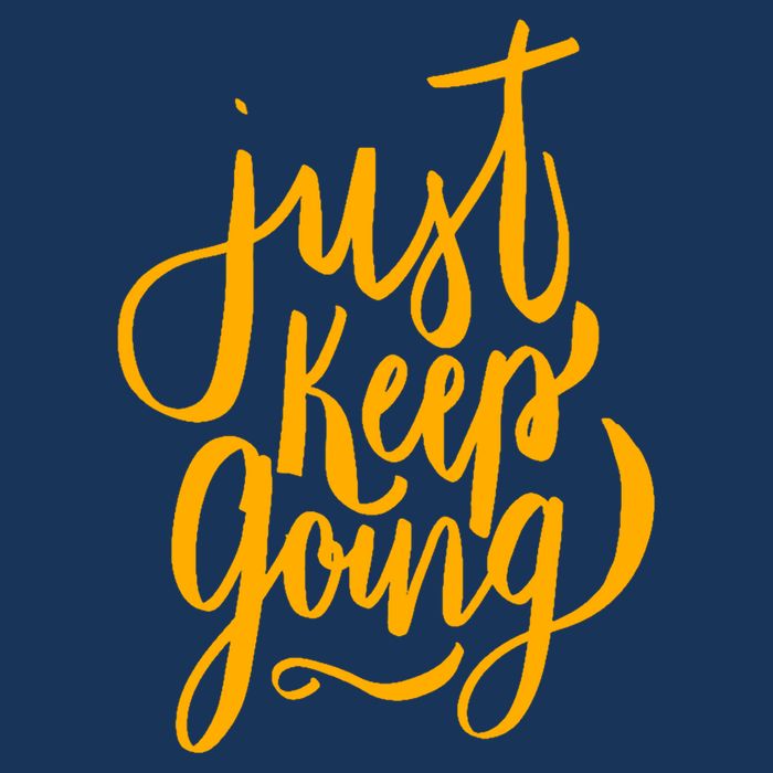 Just Keep Going Motivational Quote 7 Panel Mesh Trucker Snapback Hat