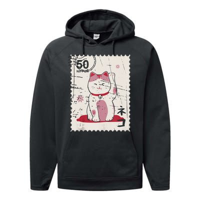 Japanese Kawaii Lucky Cat Stamp Art Performance Fleece Hoodie