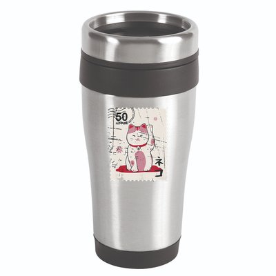 Japanese Kawaii Lucky Cat Stamp Art 16oz Travel Tumbler