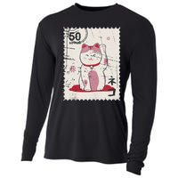 Japanese Kawaii Lucky Cat Stamp Art Cooling Performance Long Sleeve Crew