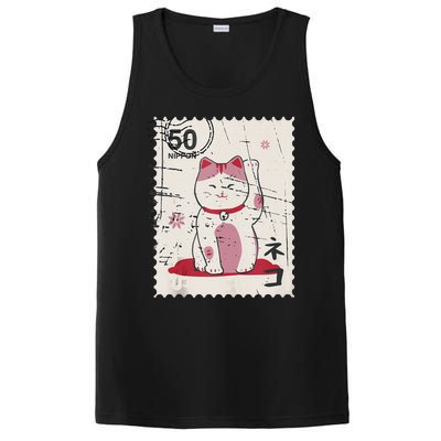 Japanese Kawaii Lucky Cat Stamp Art PosiCharge Competitor Tank