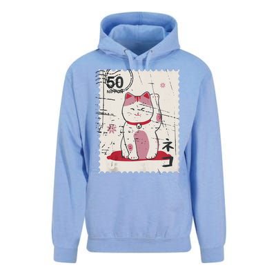 Japanese Kawaii Lucky Cat Stamp Art Unisex Surf Hoodie