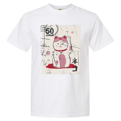 Japanese Kawaii Lucky Cat Stamp Art Garment-Dyed Heavyweight T-Shirt