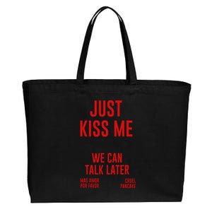 Just Kiss Me Cotton Canvas Jumbo Tote