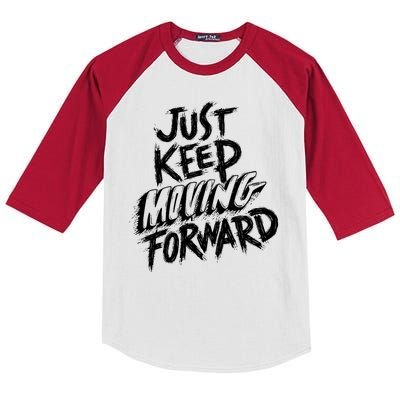 Just Keep Moving Forward Quote Kids Colorblock Raglan Jersey