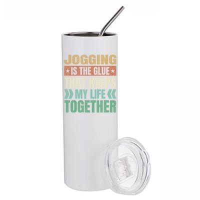 Jogging Keeps My Life Together Funny Running Humor Runner Gift Stainless Steel Tumbler