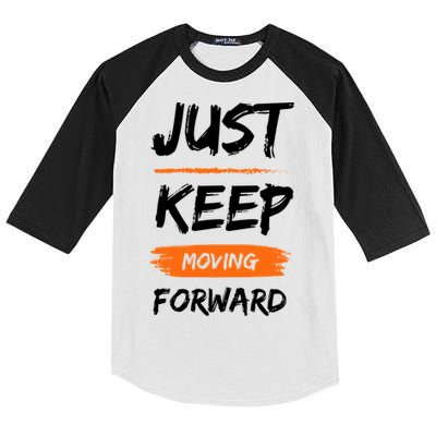 Just Keep Moving Forward Motivational Quote Kids Colorblock Raglan Jersey