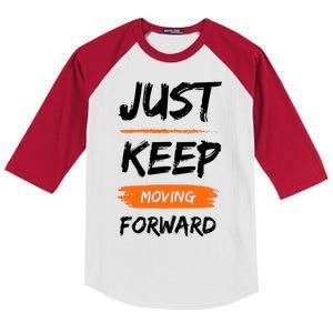 Just Keep Moving Forward Motivational Quote Kids Colorblock Raglan Jersey