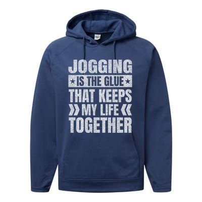 Jogging Keeps My Life Together Running Funny Runner Humor Great Gift Performance Fleece Hoodie