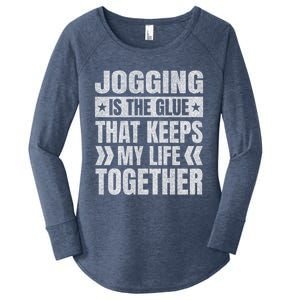 Jogging Keeps My Life Together Running Funny Runner Humor Great Gift Women's Perfect Tri Tunic Long Sleeve Shirt