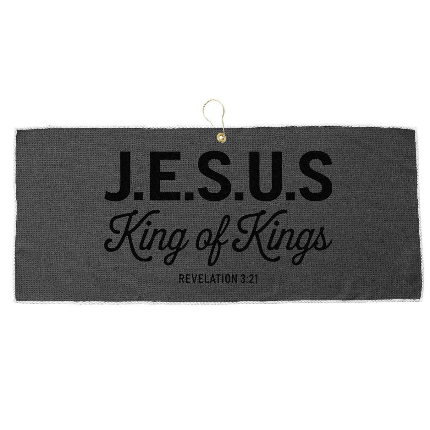 Jesus King Of Kings Revelation 3 21 Large Microfiber Waffle Golf Towel