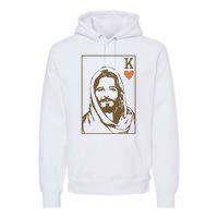 Jesus King Of Hearts Card Christian Premium Hoodie