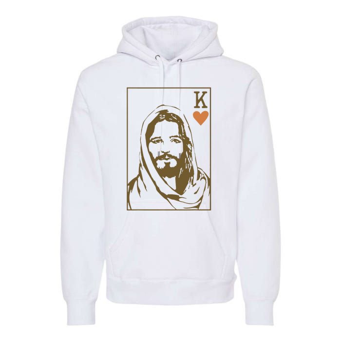 Jesus King Of Hearts Card Christian Premium Hoodie