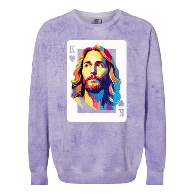 Jesus King Of Hearts Kings Of Kings Christian Playing Cards Christ Colorblast Crewneck Sweatshirt