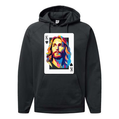 Jesus King Of Hearts Kings Of Kings Christian Playing Cards Christ Performance Fleece Hoodie