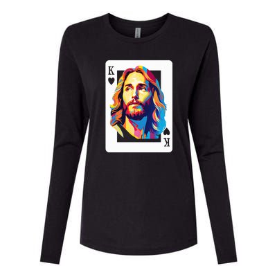 Jesus King Of Hearts Kings Of Kings Christian Playing Cards Christ Womens Cotton Relaxed Long Sleeve T-Shirt