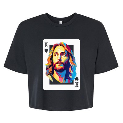 Jesus King Of Hearts Kings Of Kings Christian Playing Cards Christ Bella+Canvas Jersey Crop Tee