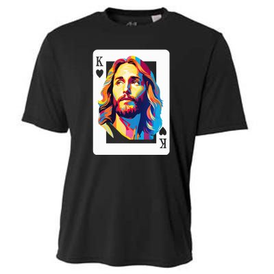 Jesus King Of Hearts Kings Of Kings Christian Playing Cards Christ Cooling Performance Crew T-Shirt