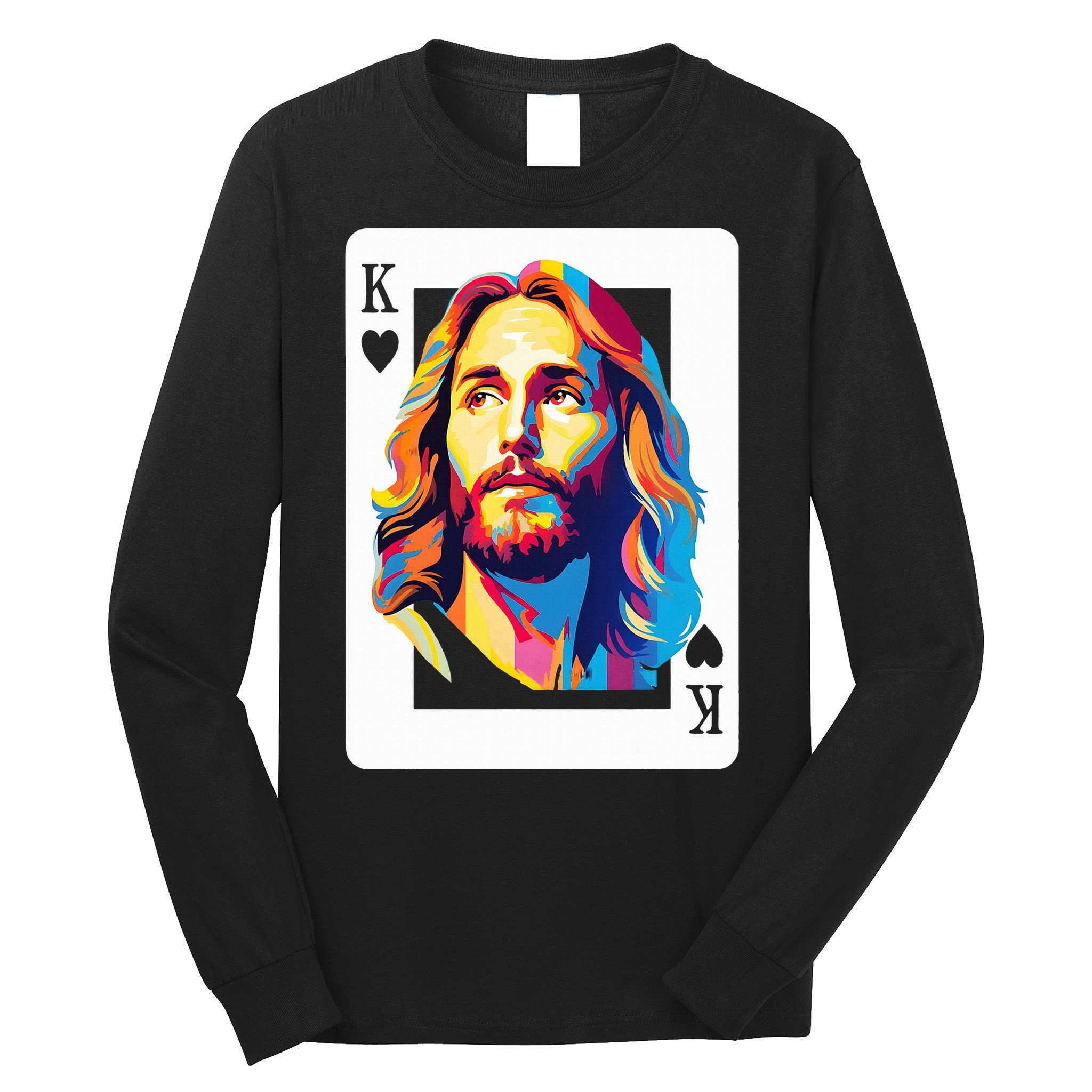 Jesus King Of Hearts Kings Of Kings Christian Playing Cards Christ Long Sleeve Shirt