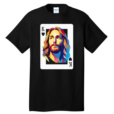 Jesus King Of Hearts Kings Of Kings Christian Playing Cards Christ Tall T-Shirt