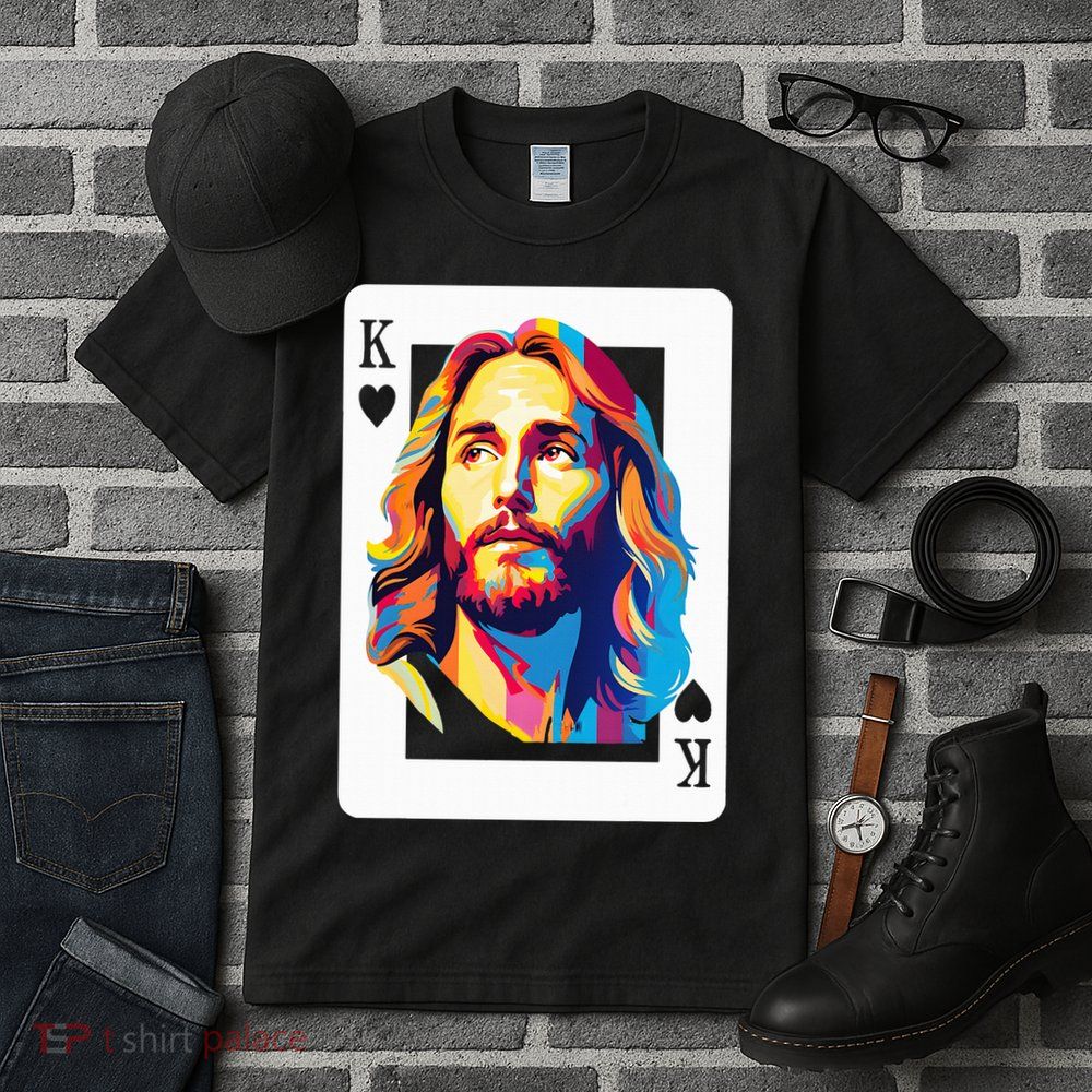 Jesus King Of Hearts Kings Of Kings Christian Playing Cards Christ Tall T-Shirt