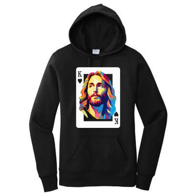 Jesus King Of Hearts Kings Of Kings Christian Playing Cards Christ Women's Pullover Hoodie