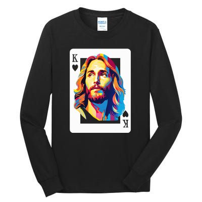 Jesus King Of Hearts Kings Of Kings Christian Playing Cards Christ Tall Long Sleeve T-Shirt