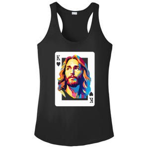 Jesus King Of Hearts Kings Of Kings Christian Playing Cards Christ Ladies PosiCharge Competitor Racerback Tank