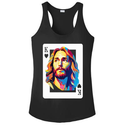 Jesus King Of Hearts Kings Of Kings Christian Playing Cards Christ Ladies PosiCharge Competitor Racerback Tank