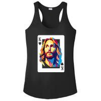 Jesus King Of Hearts Kings Of Kings Christian Playing Cards Christ Ladies PosiCharge Competitor Racerback Tank