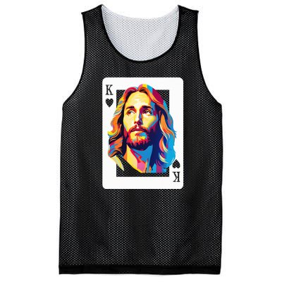 Jesus King Of Hearts Kings Of Kings Christian Playing Cards Christ Mesh Reversible Basketball Jersey Tank