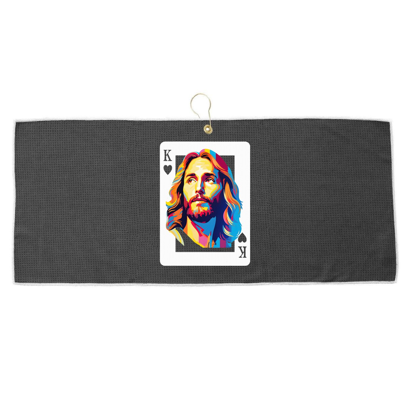 Jesus King Of Hearts Kings Of Kings Christian Playing Cards Christ Large Microfiber Waffle Golf Towel