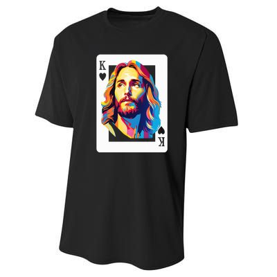 Jesus King Of Hearts Kings Of Kings Christian Playing Cards Christ Performance Sprint T-Shirt