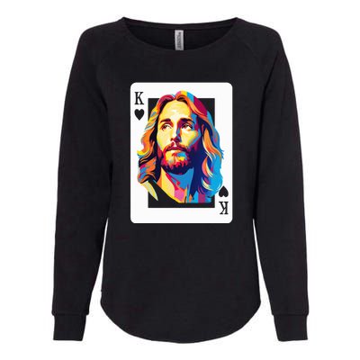 Jesus King Of Hearts Kings Of Kings Christian Playing Cards Christ Womens California Wash Sweatshirt