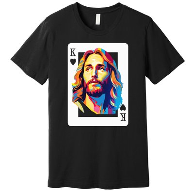 Jesus King Of Hearts Kings Of Kings Christian Playing Cards Christ Premium T-Shirt