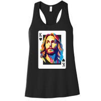 Jesus King Of Hearts Kings Of Kings Christian Playing Cards Christ Women's Racerback Tank