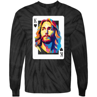 Jesus King Of Hearts Kings Of Kings Christian Playing Cards Christ Tie-Dye Long Sleeve Shirt