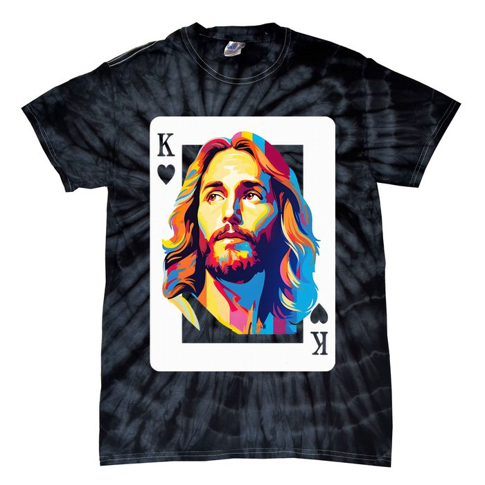 Jesus King Of Hearts Kings Of Kings Christian Playing Cards Christ Tie-Dye T-Shirt
