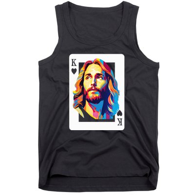 Jesus King Of Hearts Kings Of Kings Christian Playing Cards Christ Tank Top