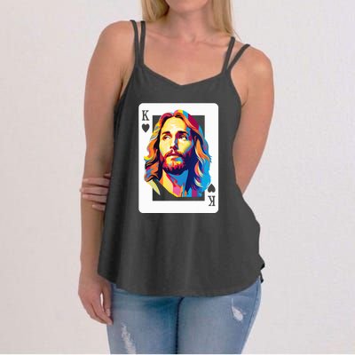 Jesus King Of Hearts Kings Of Kings Christian Playing Cards Christ Women's Strappy Tank