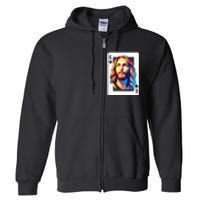 Jesus King Of Hearts Kings Of Kings Christian Playing Cards Christ Full Zip Hoodie