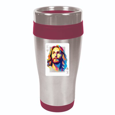 Jesus King Of Hearts Kings Of Kings Christian Playing Cards Christ 16oz Travel Tumbler