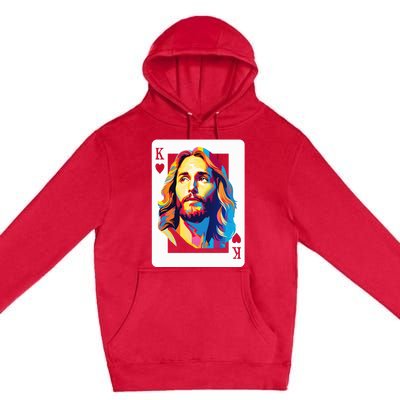 Jesus King Of Hearts Kings Of Kings Christian Playing Cards Christ Premium Pullover Hoodie