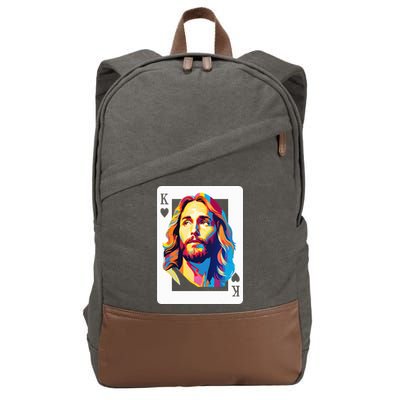 Jesus King Of Hearts Kings Of Kings Christian Playing Cards Christ Cotton Canvas Backpack
