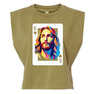 Jesus King Of Hearts Kings Of Kings Christian Playing Cards Christ Garment-Dyed Women's Muscle Tee