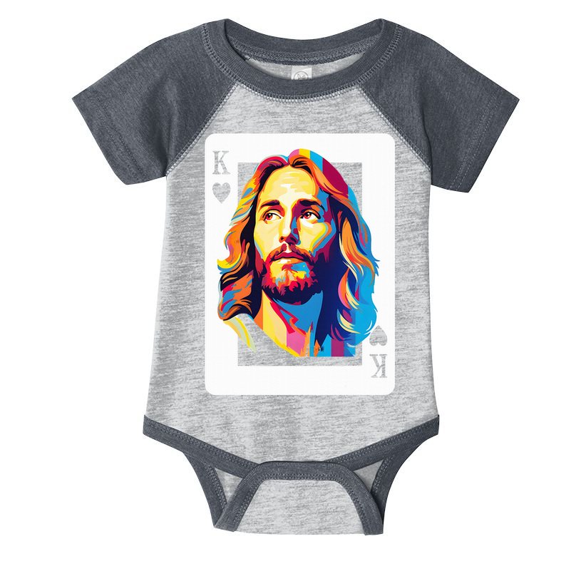 Jesus King Of Hearts Kings Of Kings Christian Playing Cards Christ Infant Baby Jersey Bodysuit