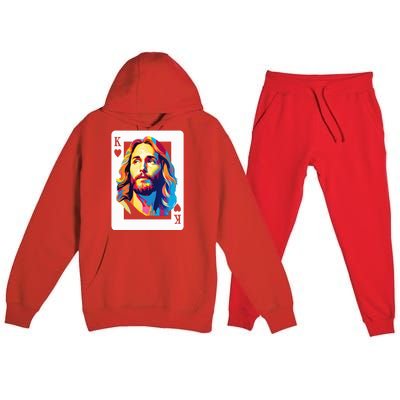 Jesus King Of Hearts Kings Of Kings Christian Playing Cards Christ Premium Hooded Sweatsuit Set