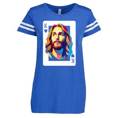 Jesus King Of Hearts Kings Of Kings Christian Playing Cards Christ Enza Ladies Jersey Football T-Shirt