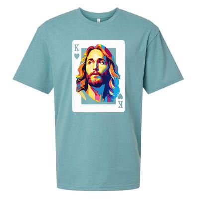 Jesus King Of Hearts Kings Of Kings Christian Playing Cards Christ Sueded Cloud Jersey T-Shirt